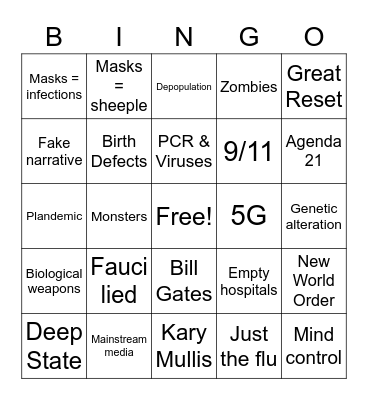 COVID 19 Bingo Card