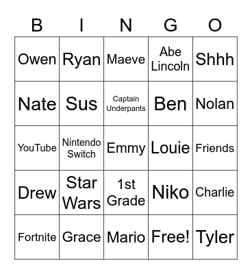 Patrick's Birthday! Bingo Card