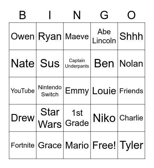 Patrick's Birthday! Bingo Card