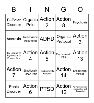 Pain and Somatic Presentations Bingo Card