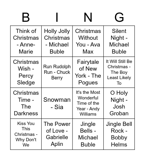 EOY Xmas Rock n Roll BINGO! Bingo Card