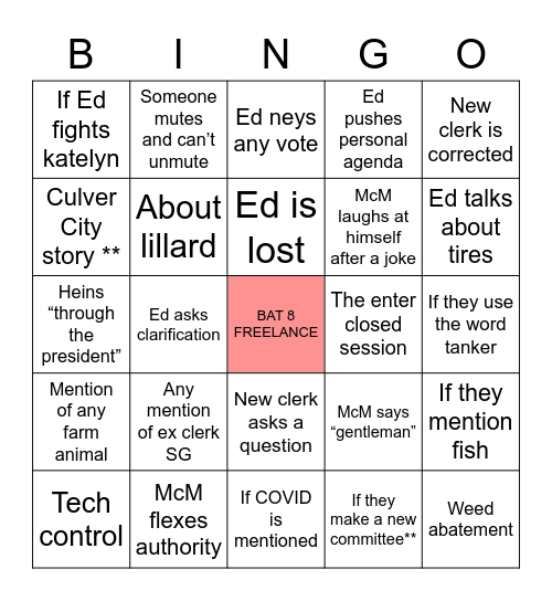 WPL Bingo Card