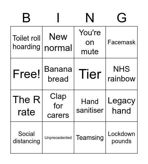 2020 Bingo Card