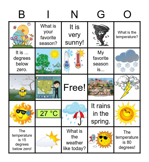 Las estaciones y el tiempo Bingo Card