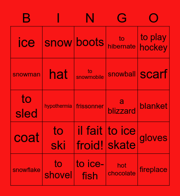 En hiver! Bingo Card