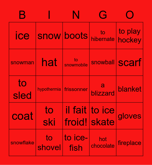 En hiver! Bingo Card