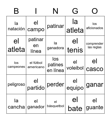 Avancemos, Unidad 6, Lección 1 Bingo Card