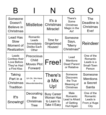 Hallmark Christmas Movie Marathon Bingo Card