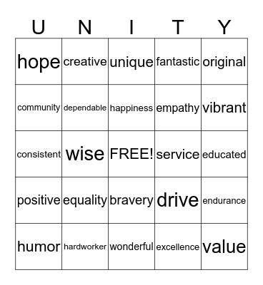 Respect Bingo Card