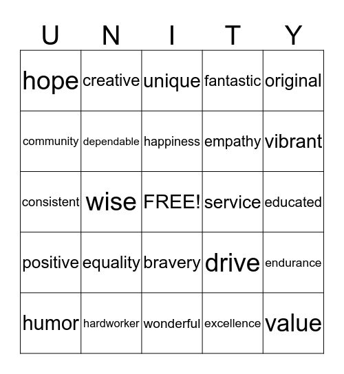 Respect Bingo Card