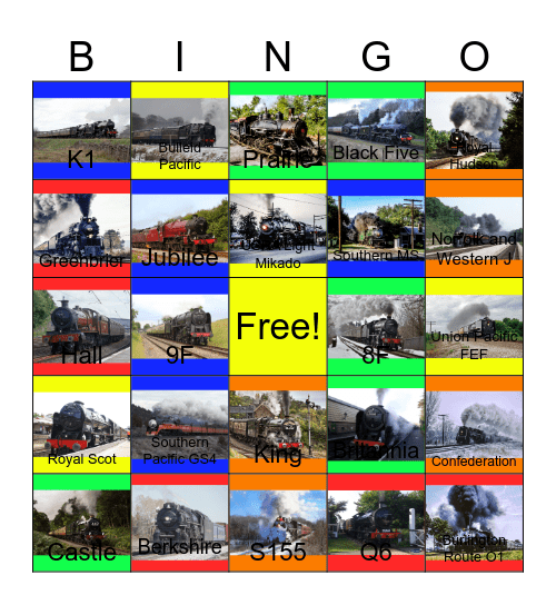 High Speed Steam Locomotives Bingo Card
