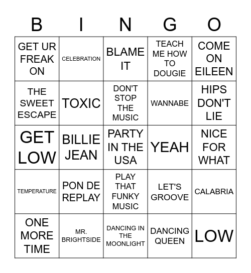 FLOOR FILLERS Bingo Card