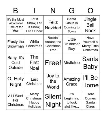 CHRISTMAS Bingo Card