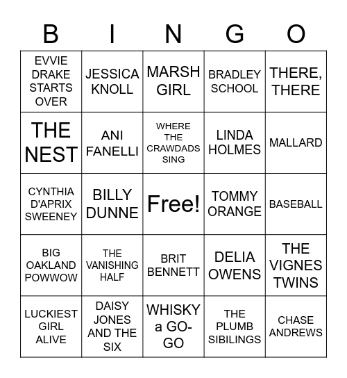 BOOK CLUB BINGO Card