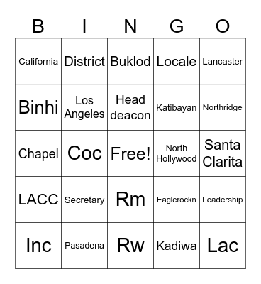 Anniversary Bingo Card