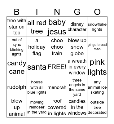 Holiday Lights Bingo #1 Bingo Card