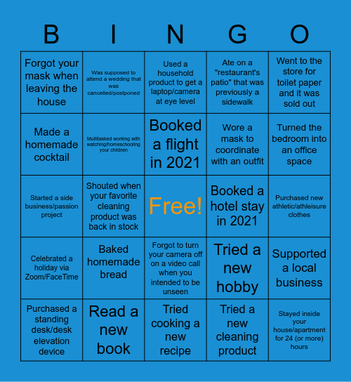 2020 Bingo Card
