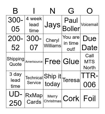 Christmas Bingo Card