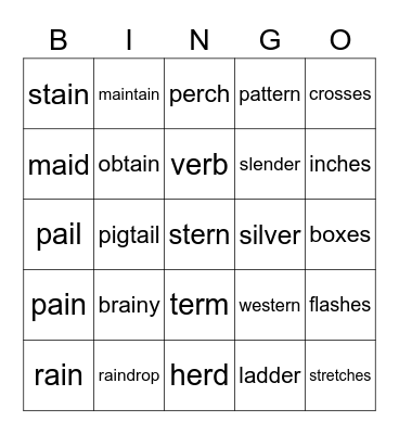 Lesson 54 Bingo Card