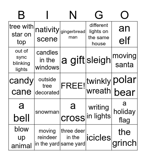 Holiday Lights Bingo #2 Bingo Card