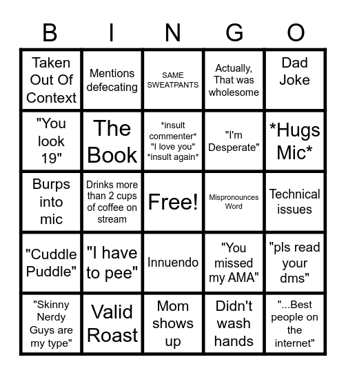 Matthew Douglas (Audio) Presents: Taydro Bingo Card