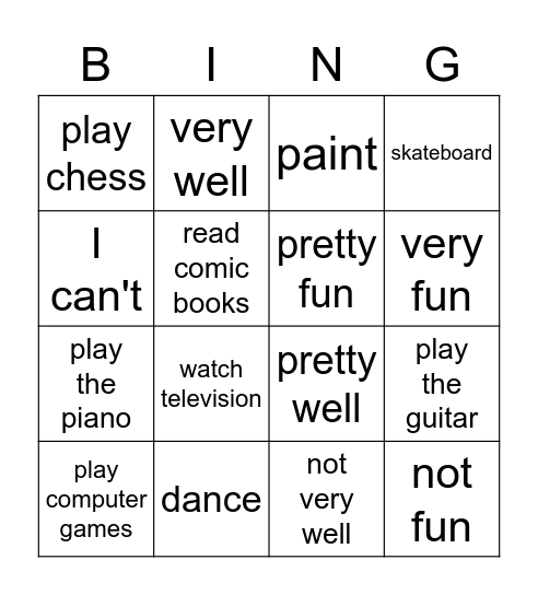 P3/1 Bingo for Monday Bingo Card