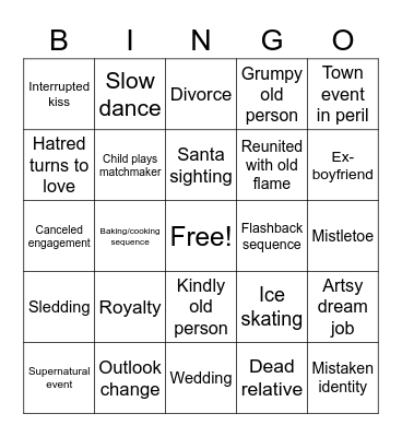 Hallmark Christmas Movie Bingo Card