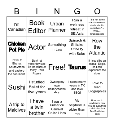 PLT BINGO Card