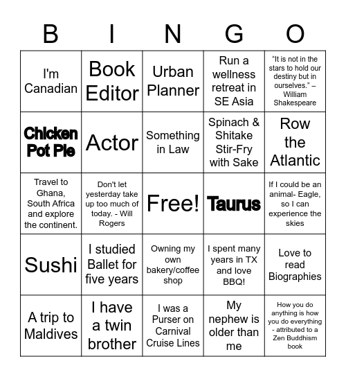 PLT BINGO Card