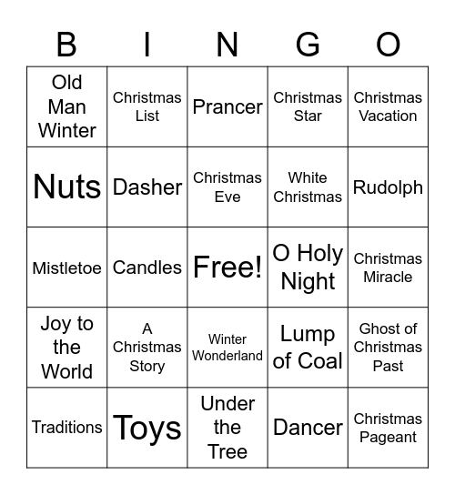 Christmas Bingo Card