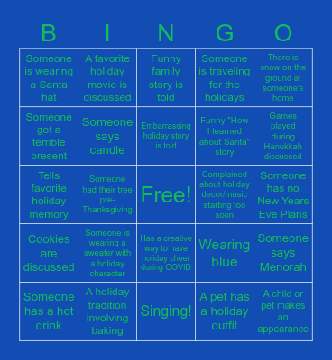 Holiday Bingo! Bingo Card