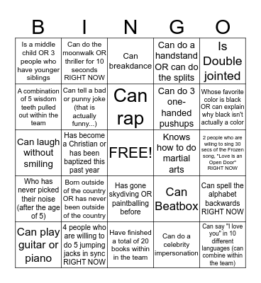 Human Bingo Card