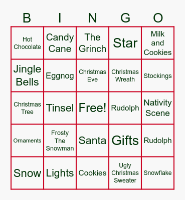 MMMS Christmas BINGO Card