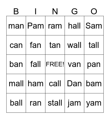 Glued Sounds Bingo Card