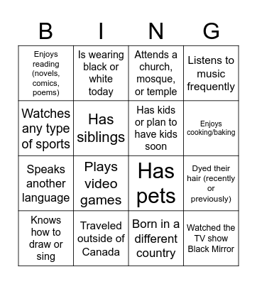 Find someone who... Bingo Card