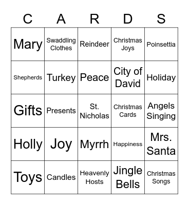 Christmas Cards Bingo Card