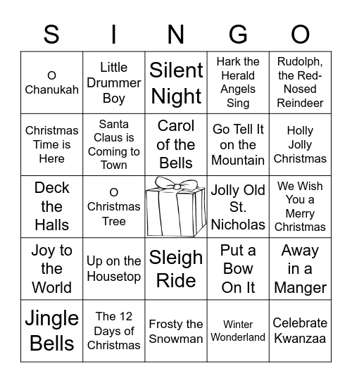 Christmas Carol SING-O Bingo Card