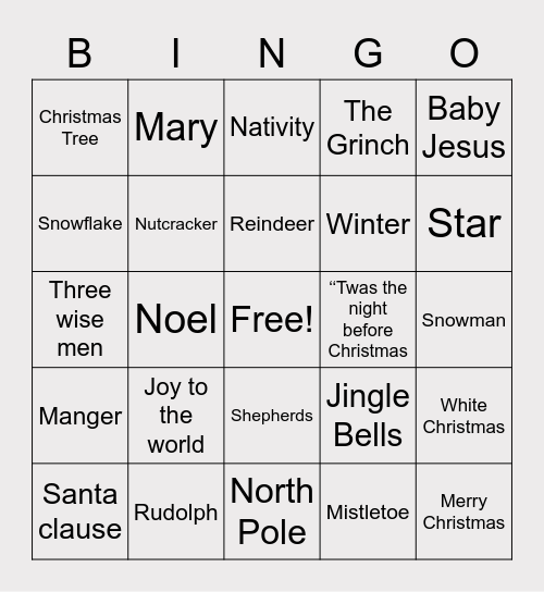 Christmas Bingo Card