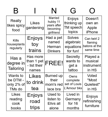 SWTM - Christmas Party People Bingo!! Bingo Card