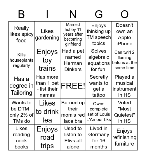 SWTM - Christmas Party People Bingo!! Bingo Card