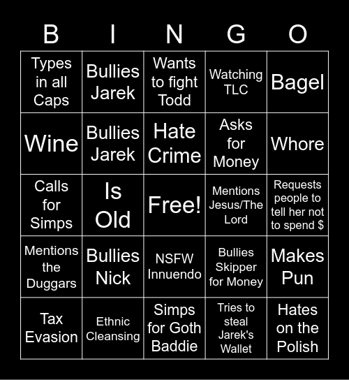 BACKUP Lisa Says Bingo! Bingo Card
