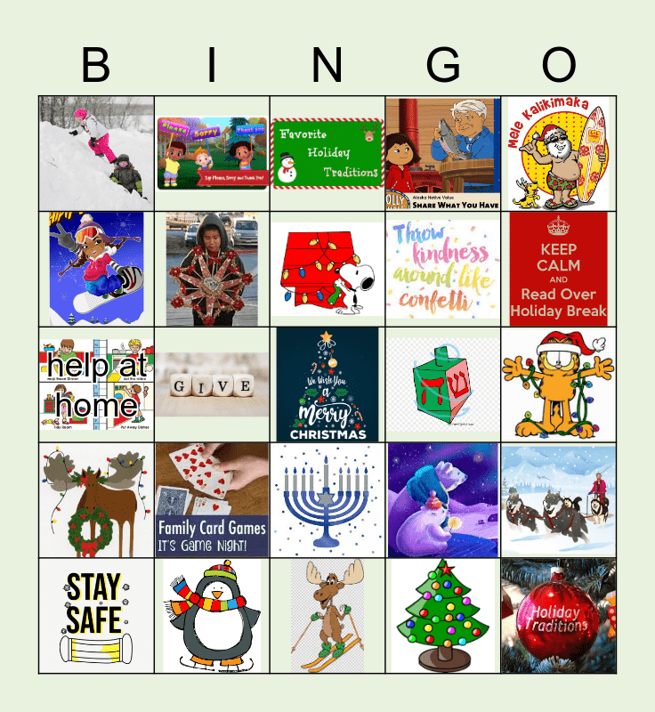 Chinook Holiday Bingo Card