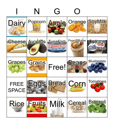 Healthy Eating Bingo Card