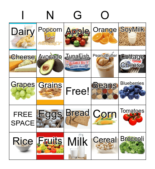 Healthy Eating Bingo Card