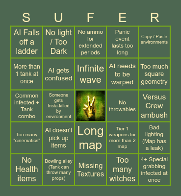 Left 4 Dead 2 - Bad Map Bingo Card