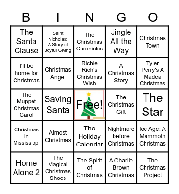 Christmas Movie Bingo Card