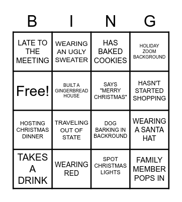 VIRTUAL HOLIDAY PARTY BINGO Card