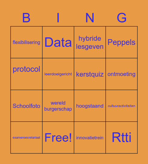 Modewoorden Bingo Card