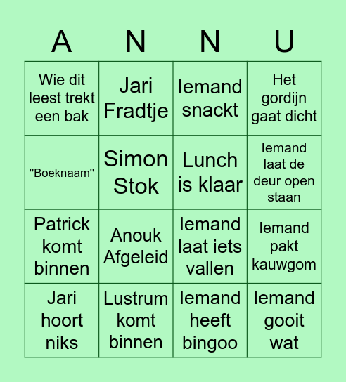 Monday Madness Bingo Card