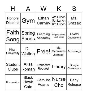 Newbie Snacks & Luncheon Bingo Card